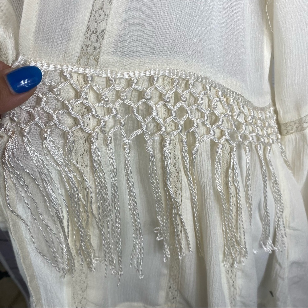 American Eagle Outfitters Bohemian throw on flare top cover Sz M - Picture 4 of 11